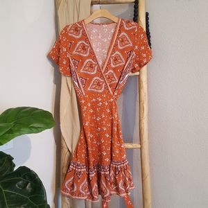 Boho Floral Wrap Dress